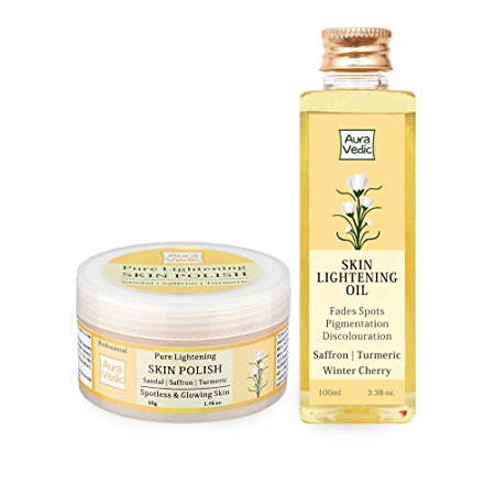 Aura Vedic Pure Lightening Skin Polish, 50ml   Skin Lightening Oil ,100ml