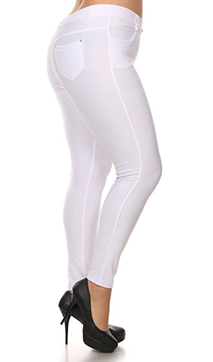 Women's Plus Size Cotton Blend Stretchy Jeggings With 5 Pockets