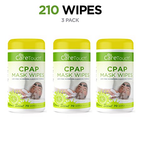 Care Touch CPAP Cleaning Mask Wipes - Citrus Scent, Lint Free - 70 Wipes, Pack of 3 - 210 Wipes Total