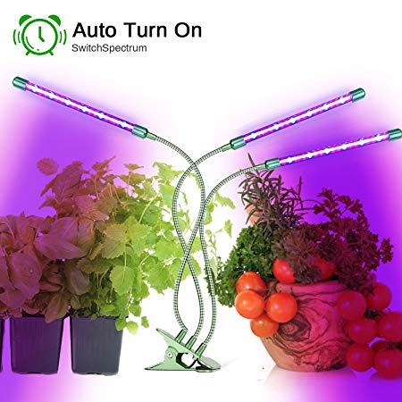Plant Grow Lights, 54 LED Grow Light with Red,Blue Spectrum,3-Head Divide Control Adjustable Gooseneck,5 Dimmable Levels, Timming Plant Grow Lamp for Indoor Plants -Green [Upgraded Switch]