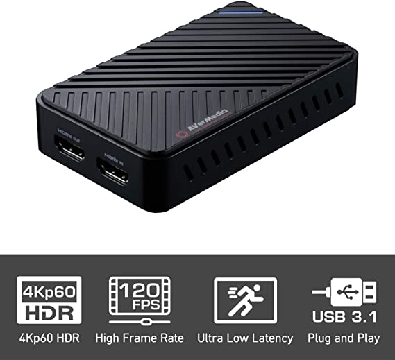 AVerMedia 4K Game Capture Card GC553 - 4KP60 HDR Pass-Through Technology, USB 3.1 Plug and Play, Ultra Low Latency for Liver Gamer, Youtuber, Streamer, Xbox, PS4, Nintendo Switch (GC553)