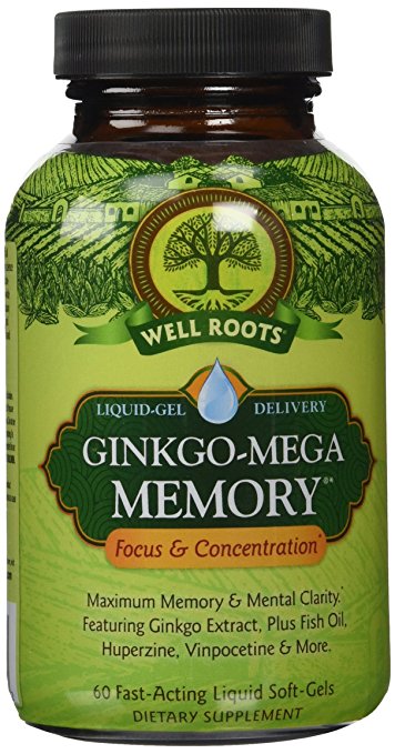 Well Roots Ginkgo-Mega Memory Supplement, 60 Count