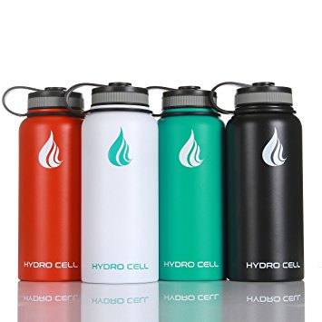 Hydro Cell Vacuum Insulated Cold   Hot Water Bottle - 32 oz Double-walled Construction with Powder Coating for Sweat Proof Design