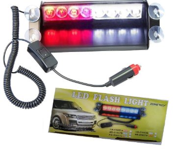 ZHOL® 8 LED Visor Dashboard Emergency Strobe Lights Red/white
