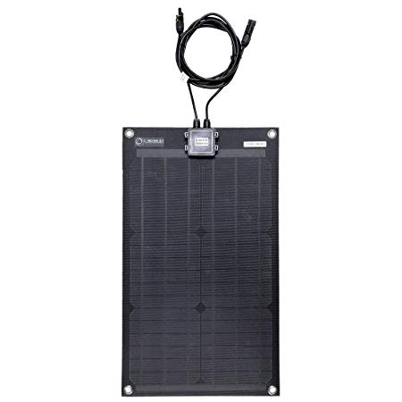 Lensun 30W 12V Black Fiberglass Semi-Flexible Monocrystalline Solar Panel for 12V Charge Battery on Boats, Caravans, Motorhomes, Yachts, RVs