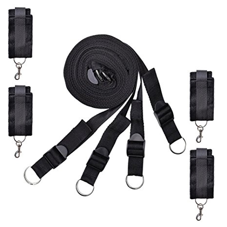 Medical Grade Under The Bed Restraint Straps Adjustable Kits With Cuffs For Ankles And Wrists Fits Almost Any Size Mattress Superior Nylon Black