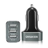 Most Powerful Car Charger EverOmaker Intelligent 66A  33W Premium Aluminum 3 USB Car Charger With Smart Sharing IC for Each USB Port-Tarnish