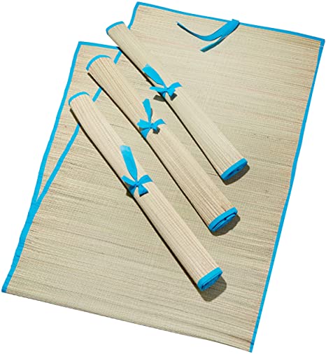Beach Classic Straw Beach Mat - 4 Pack - Quick-Drying, Rollable Outdoor Mats for Summer, Camping, Yoga, Picnic, Sunbathing - Portable, Water-Repellant - Protection Against Sand, Dirt - 24 x 72 Inch