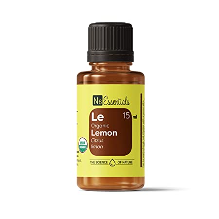 N8 Essentials Lemon Certified Organic Essential Oil for Aromatherapy and Mood Stimulation, a Cleaner Home, Healthier Skin and Nails and Immune System Support - 15 ml