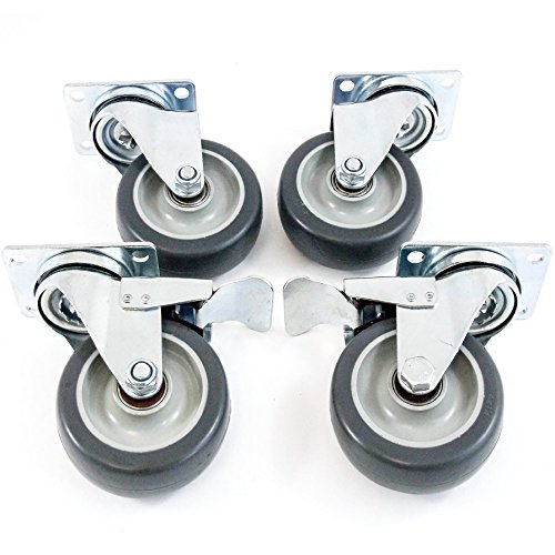 4 Pack 4" Swivel Caster Wheels Rubber Base with Top Plate & Double Bearing