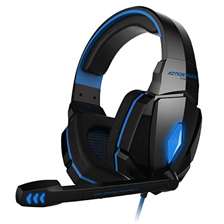 Kotion Each Over the Ear Headsets with Mic & LED - G4000 Edition (Black/Blue)