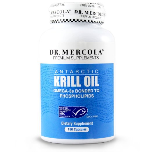 Dr Mercola Krill Oil 1000mg - Antarctic Krill Oil - An Improved Alternative To Fish Oil - Omega-3s Bonded To Phospholipids - 180 Capsules
