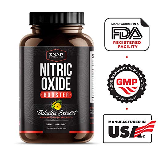 Snap Nitric Oxide Supplement for Men with L Arginine, L Citrulline 1500mg Formula - Tribulus Extract & Panax Ginseng - Muscle Builder for Strength, Blood Flow and Endurance, Pre Workout Supplements