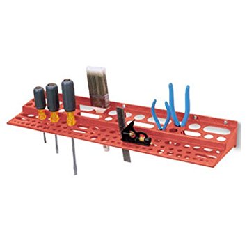 Akro-Mils 08024 Plastic Wall Mounted Tool Holder Rack, Red