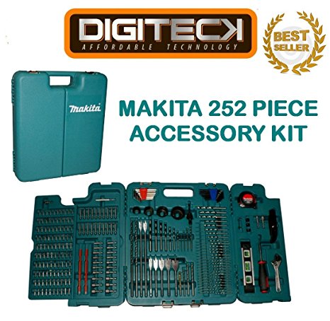 MAKITA 252 PIECE ACCESSORY KIT IN BLOW MOULDED CASE SCREWDRIVER, DRILLBITS GREAT FOR BUILDERS,TRADE,DIY
