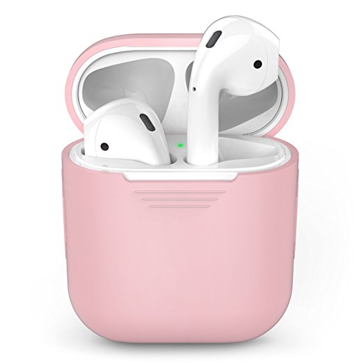 [Upgraded Version] AhaStyle AirPods Silicone Case Shock Proof Protective Cover for Apple AirPods (Pink)