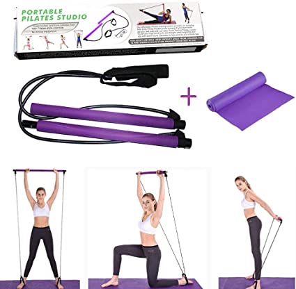SOARRUCY Multi-Functional Pilates Rod Tension Bands Exercise - Yoga Tension Rod Portable Body Shaping, Fitness Resistance Training Rod Stomach Expander, arm Strength, Tension to Lose Weight