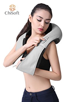 Best Shiatsu Neck Shoulder Massager - ChiSoft® & Kneading Electric Back Massager with Heat For Relaxation, Stress Relief and Muscle Tension, Portable for Home, Office and Car Use