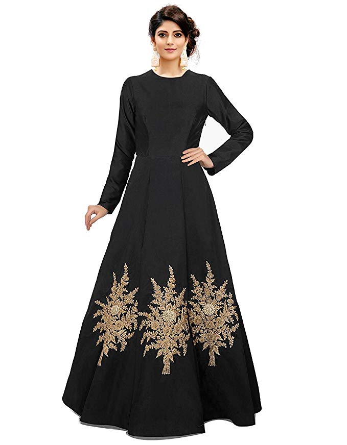 Royal Export Women's A-Line Knee-Long Dress (black_anushka_gown_Black_Free)