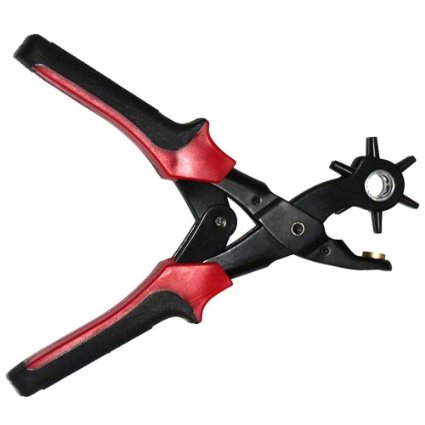 Leather Belt Hole Punch Plier Belt Hole Puncher -Punches Precise and Sharp Holes -The Master Revolving Leather Belt Hole Puncher -Professional Quality Belt Hole Maker -Less Hand Strength Needed -6 Size Head Revolves -Heavy Duty 20mm - 45mm