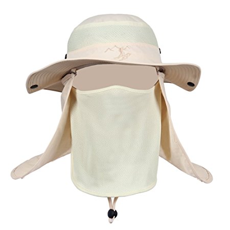 Unisex Quick Drying Fishing Hat Sun Hat Mesh Bucket Hat UPF 50  Protection Detachable Cap Neck Face Flap Hat for Outdoor Activities