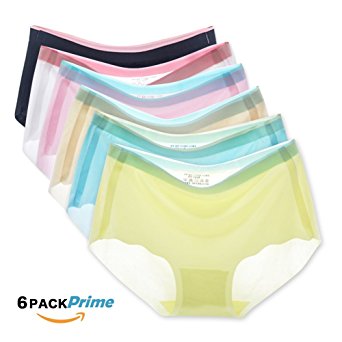 IHHASD 6 Packs Soft Womens Invisible Underwear Seamless Sexy Briefs Panties