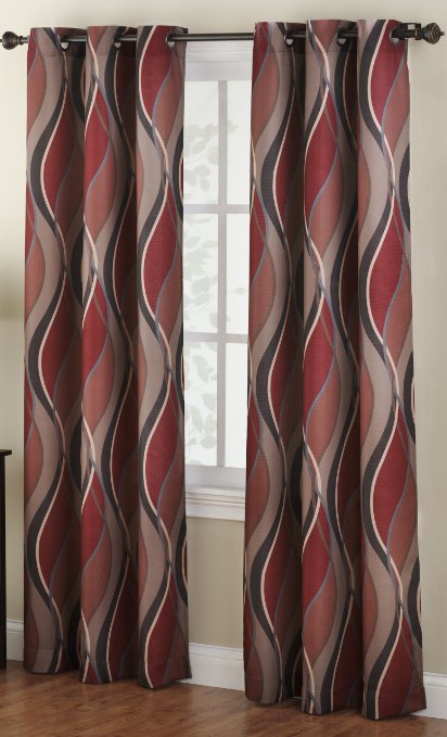 No. 918 Intersect 48 by 84-Inch Curtain Panel, Paprika