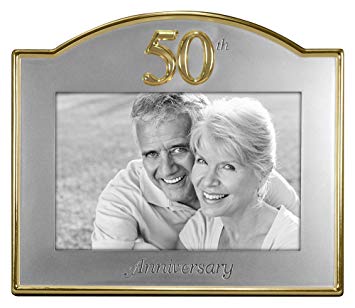 Malden International Designs Wedding 50th Anniversary Two Tone Picture Frame, 4x6, Gold/Silver