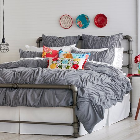 The Pioneer Woman Ruched Chevron Comforter, Grey