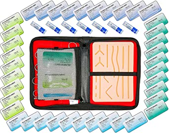 54 Pcs Complete Suture Practice Kit for Training Large Medical Pad with pre-Cut Wounds and Tools Improved Model with mesh Layer Vet Dentist Surgery Students