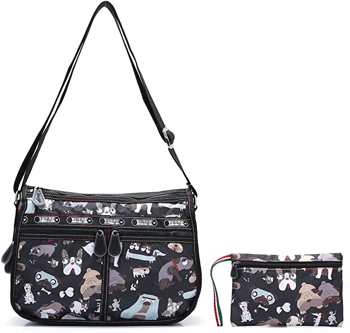 Everyday Crossbody Bags for Women Multi Pocket Shoulder Bag Nylon Travel Purses and Handbags Work Bag