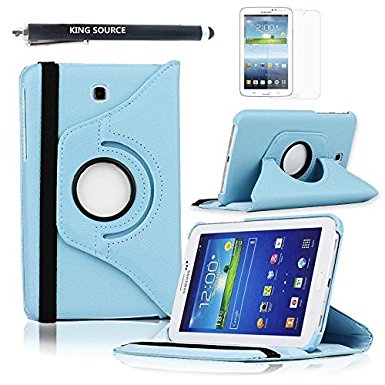 Kingsource (TM) Samsung Galaxy Tab 3 7.0 Case-360 Rotating Leather Stand Case Cover for Galaxy Tab 3 7.0 SM-T210R and SM-T217S 7-Inch P3200 Tablet Color blue