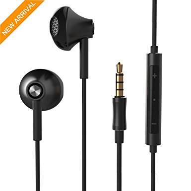 In-Ear Headphones,OARIE 3.5mm Metal Wired Earphones Headphones Best Bass Stereo Headset with Mic for iOS iPhone/iPad/ Samsung Galaxy/Android with Zipper Case-(Black)