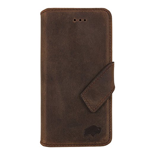 Apple iPhone 6 Plus iPhone 6S Plus Burkley Case Genuine Leather Wallet Folio Case Handmade Leather iPhone Case with Credit Card Holder for Apple iPhone 6 Plus and iPhone 6S Plus (Antique Coffee)