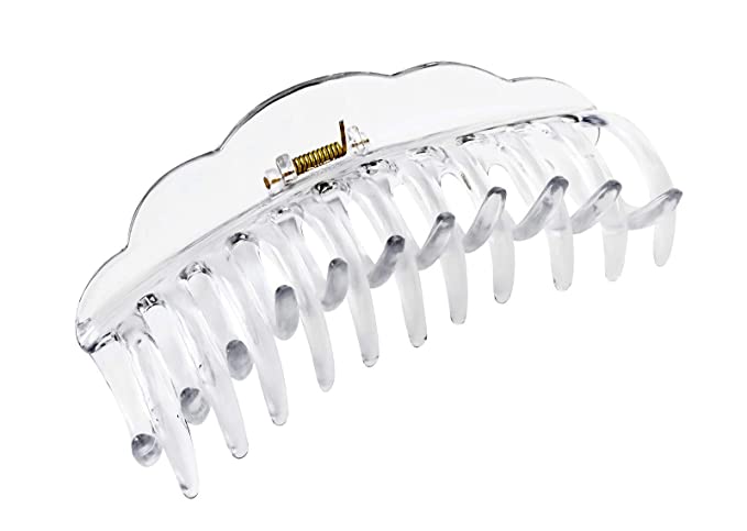 Zhooch Hair Claw Clip – Hero Jumbo 5.5". Big Alligator. Wavy Rim, Interlocking teeth, Jumbo Large Clip, Premium quality, Painted Extra Strong Hold Spring, for Thick Hair. (Invisible Clear)