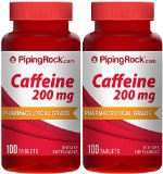 Caffeine 200 mg 2 Bottles x 100 Tablets