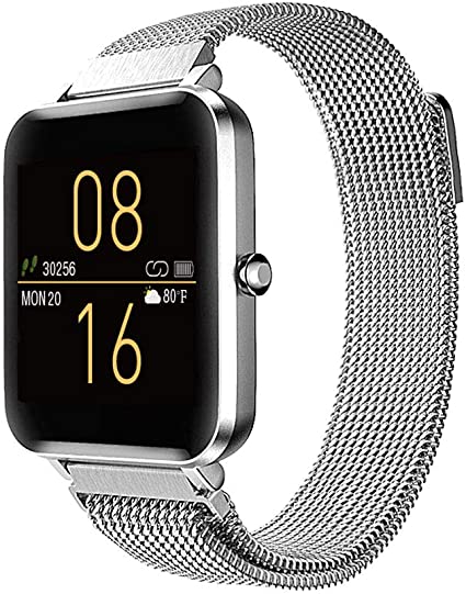 Tinwoo Smart Watch 2020 Ver. for Women Men, GPS Smartwatch, All-Day Activity Fitness Tracker Bluetooth, for iOS, Android Phone, with Heart Rate Monitor 5ATM Waterproof (Metal Band Silver)