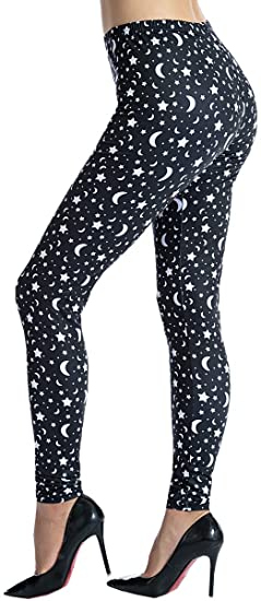 Ndoobiy Women's Printed Leggings Full-Length Regular Size Workout Legging Pants Soft Capri L1