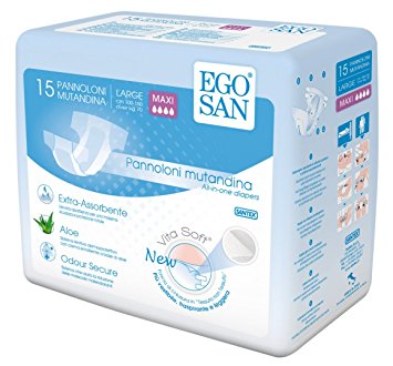 EGOSAN Maxi Incontinent Adult Diaper Brief Maximum Absorbency And Adjustable Tabs for Men and Women (Large 15-Count)