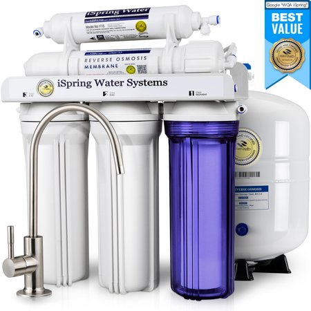iSpring Reverse Osmosis Drinking Water Filter System - 75GPD WQA Gold Seal Certified 5-stage RCC7