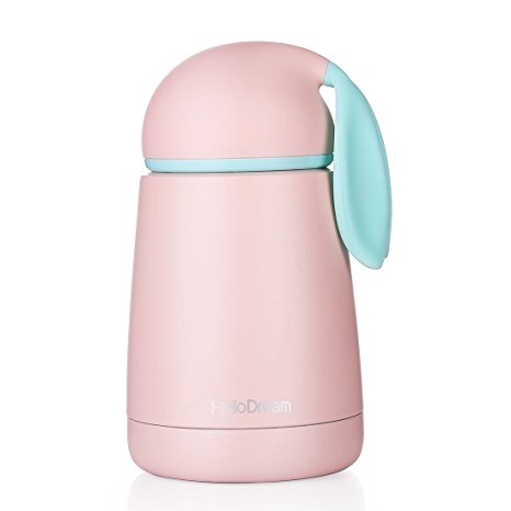 ONEISALL SB60292 300ML Mini Portable Thermos, Vacuum Insulated Double Walled Stainless Steel Travel Mug, Cute Rabbit Travel thermos, Leak-proof Mug, 220g (Pink)