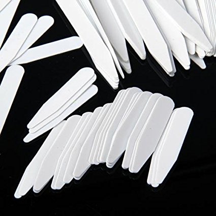 Ecloud Shop 200 Plastic White Collar Stays Bones Stiffeners 3 Sizes