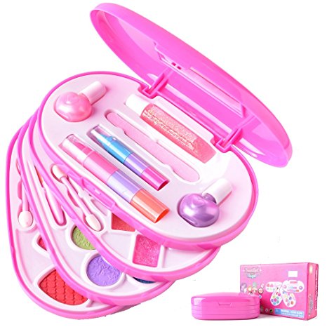 Ange-la COLORS PRINCESS Perfect Girls Real Make up Set Dress up Cosmetics Makeup Kit for Pretend Play, Daily Use Water-soluble Formula Safe for Children Skin CE Approved