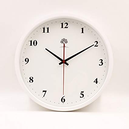 Hippih Silent Wall Clock Wood Non Ticking Digital Quiet Sweep 10-Inches Home Decor Vintage Wooden Clocks,White Number