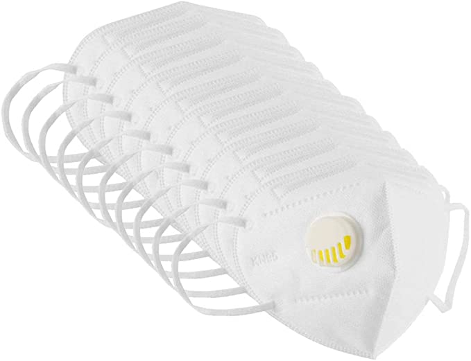 Innovatek 10pcs 5 Layer Face Mask Cover with Breathing Valve 95 KN CE Certification Overnight Available USA White