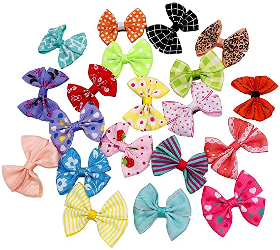 PET SHOW Dog Hair Bows with Alligator Clips for Small Dogs Bowknot Hair Clips Cat Puppy Yorkshire Grooming Hair Accessories Assorted Pack of 20