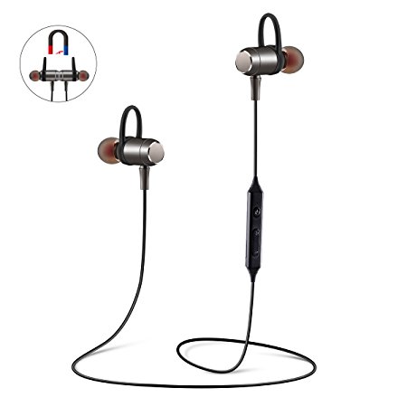 Bluetooth Earbuds EC Technology Bluetooth 4.1 Headphones Magnetic Wireless Headset Apt-X Stereo Bluetooth Earphones for Sports- Brown(Low Latency, 9 Hours Play Time, Noise Cancelling)