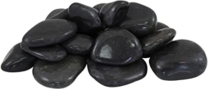 Margo Garden Products 1-2" 20lbs Rainforest Medium Polished Pebbles, 20 lb, Super Black