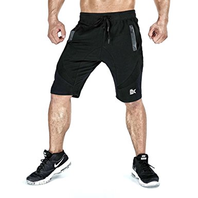 BROKIG Men's Gym Shorts, Fitted Active Sport Running Mesh Shorts With Pockets