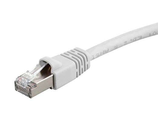 Monoprice Cat6A Ethernet Patch Cable - Network Internet Cord - RJ45, 550Mhz, STP, Pure Bare Copper Wire, 10G, 26AWG, 20ft, White